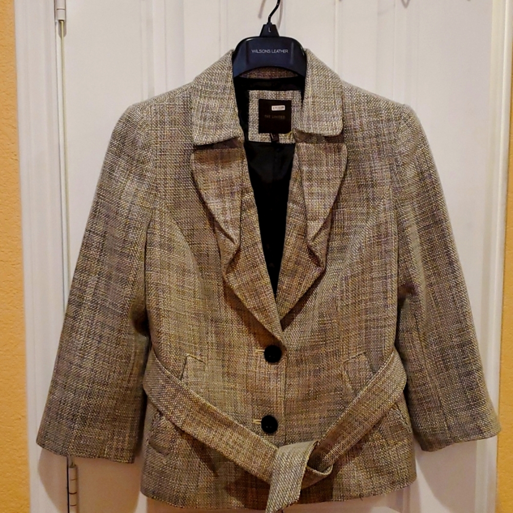 THE LIMITED Belted 2-Button Tweed BlazerSize M